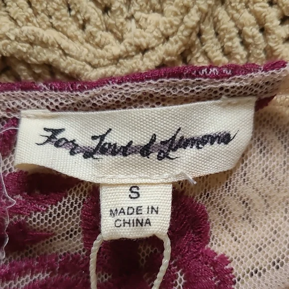 For Love And Lemons Temecula Tan & Purple Embroidered Mesh Mini Dress - Size S - Picture 8 of 10